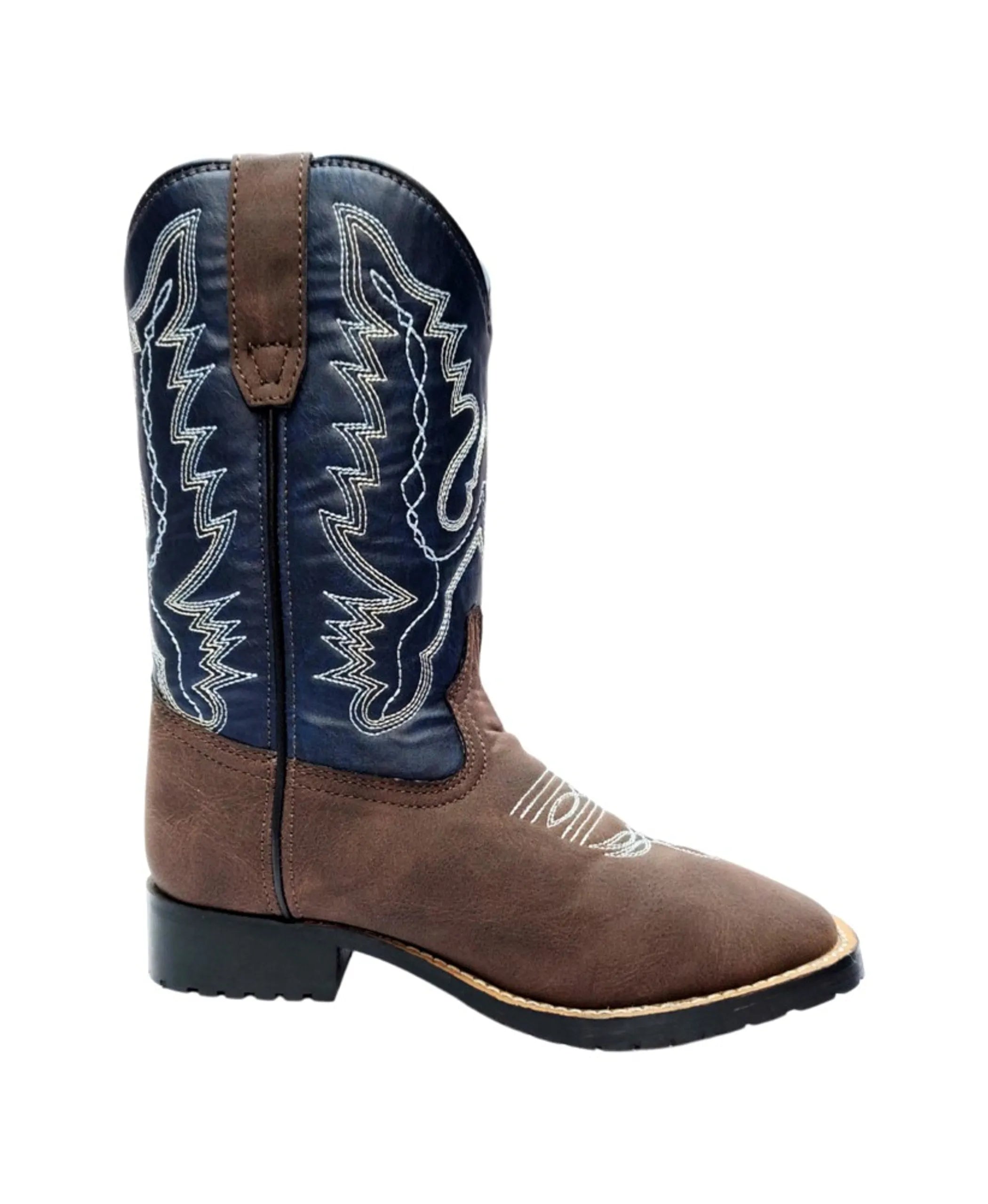 TuffRider Children's Acadia Square Toe Western Boot- Brown w/ Tan- 10C