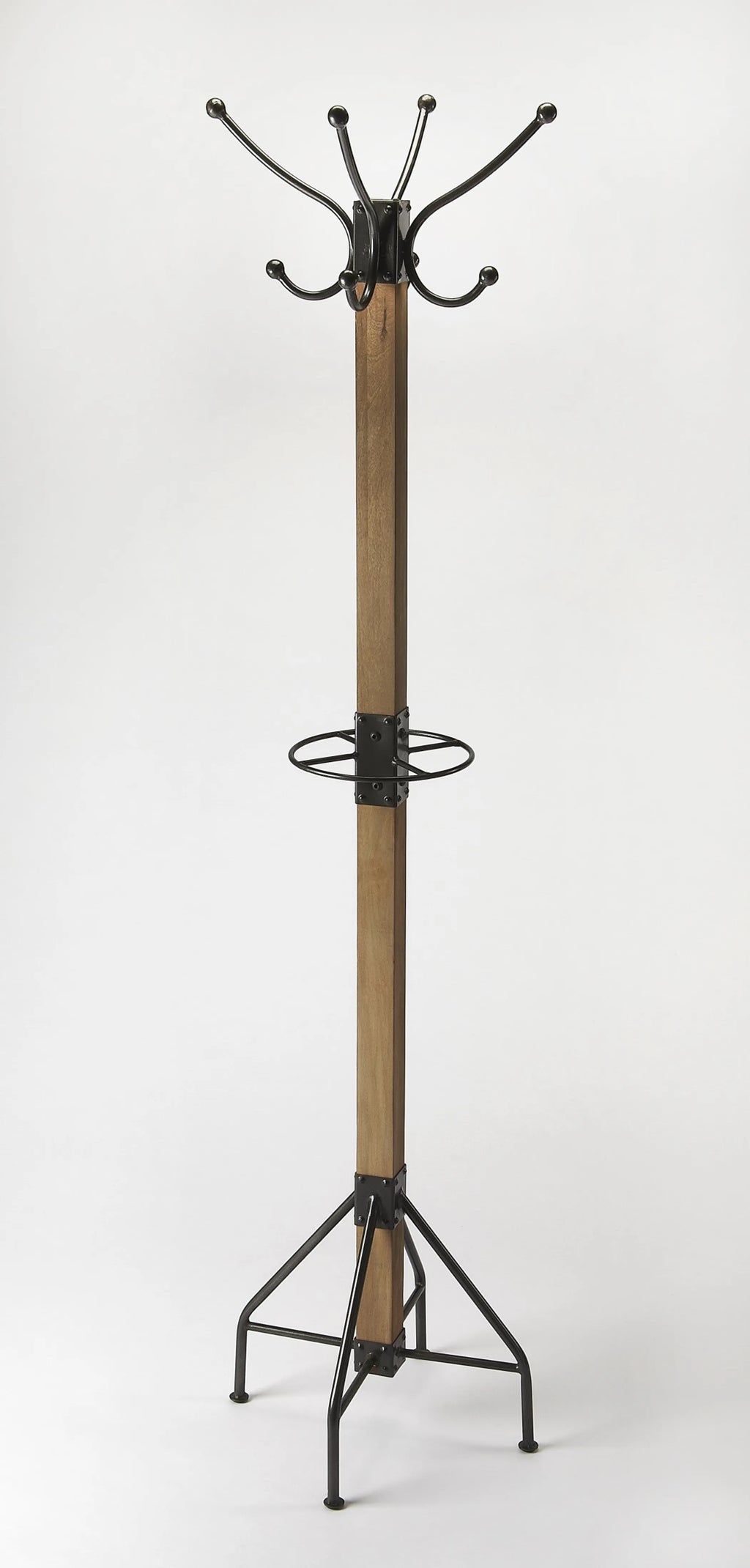 Logan Square Rustic Brown Coat Rack Tree