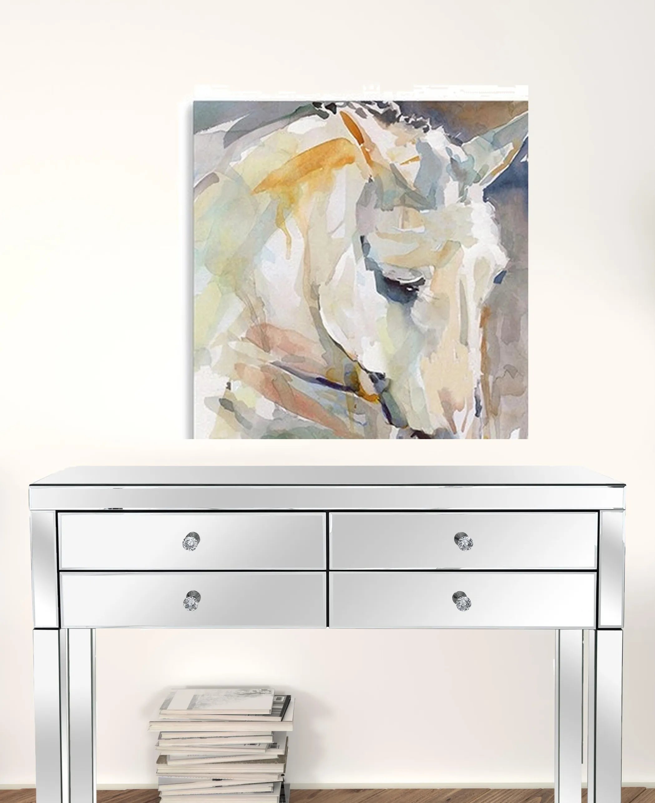 30" x 30" Abstract Watercolor Horse Canvas Wall Art