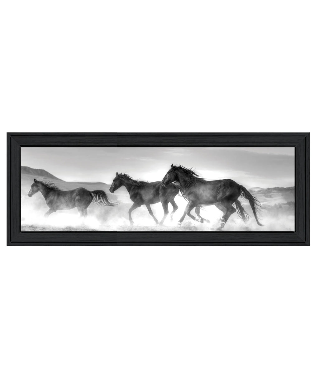 Horses Rolling By Black Framed Print Wall Art