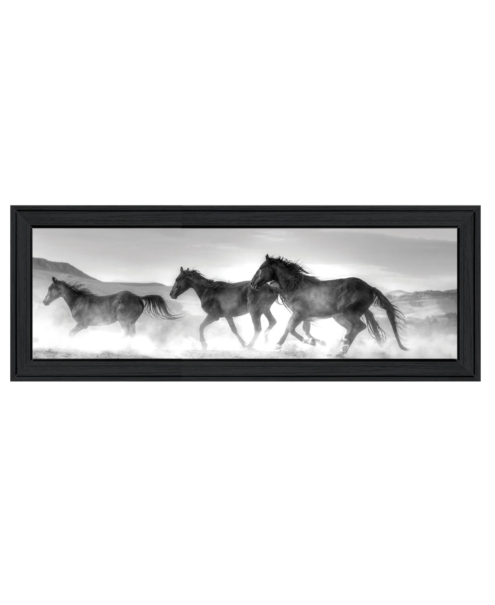 Horses Rolling By Black Framed Print Wall Art