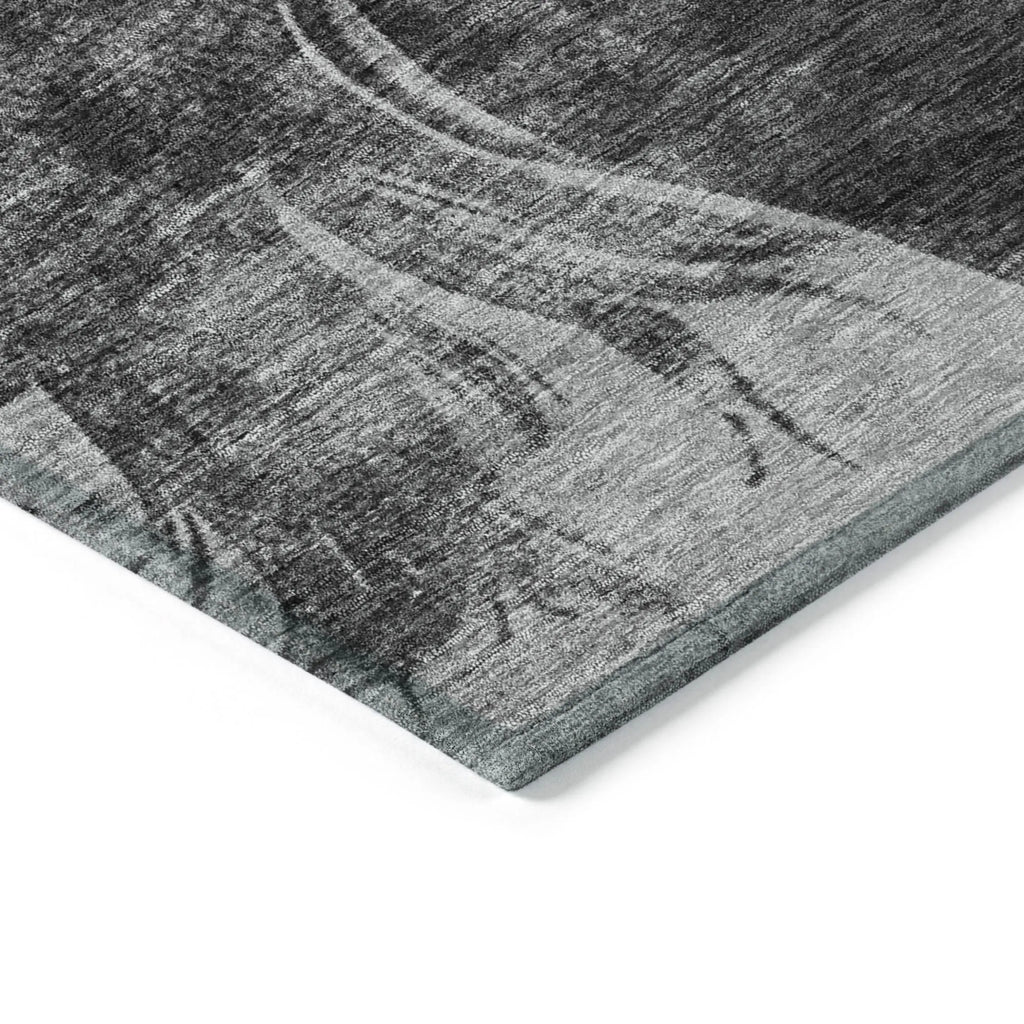10' X 14' Gray And Charcoal Horse Washable Indoor Outdoor Area Rug