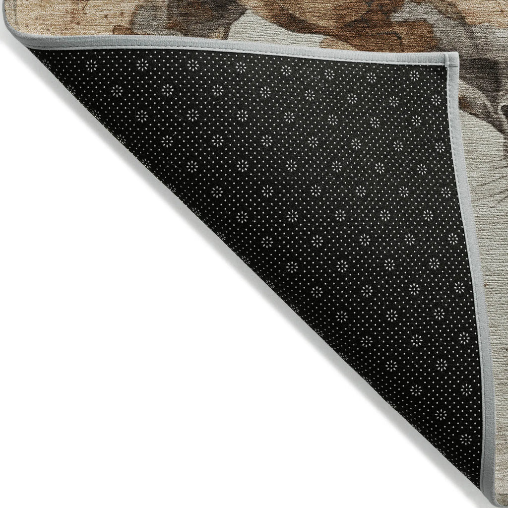 10' X 14' Beige And Gray Horse Washable Indoor Outdoor Area Rug