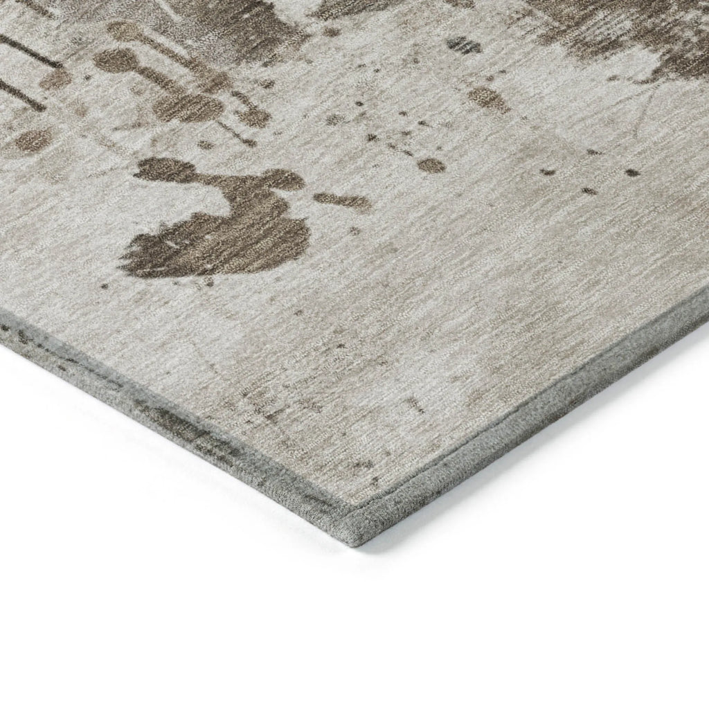 3' X 5' Ivory And Gray Horse Washable Indoor Outdoor Area Rug