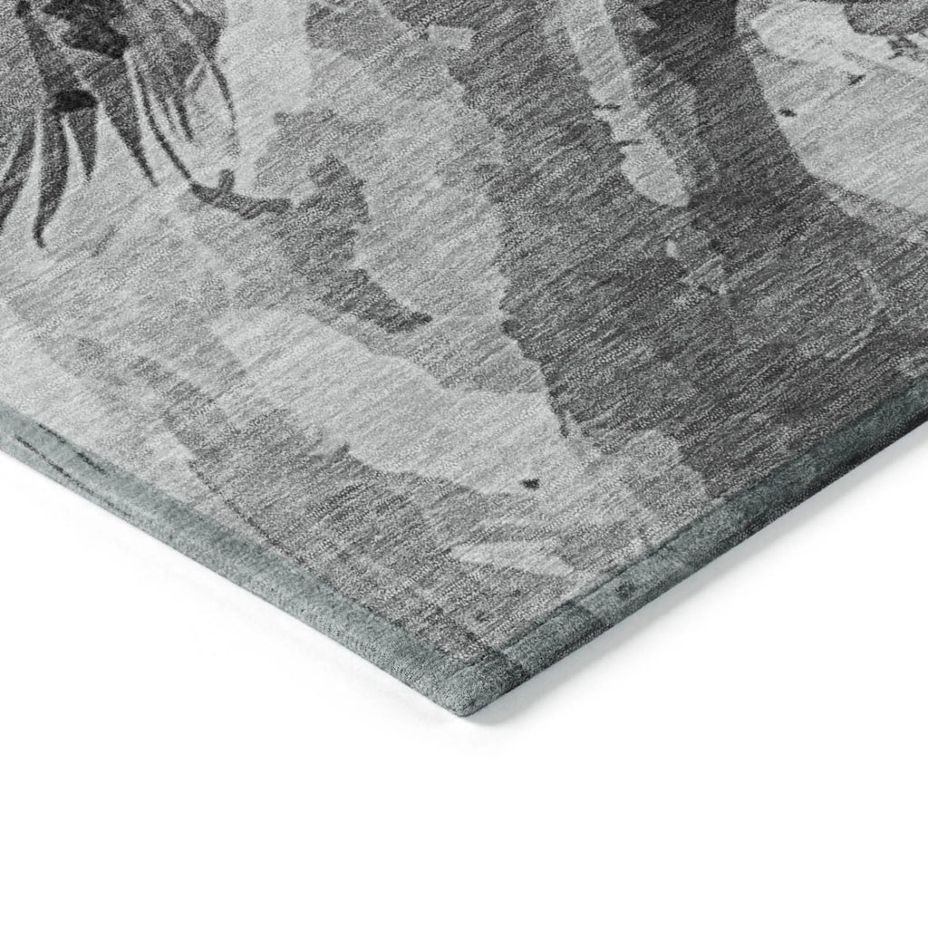 10' X 14' Gray And Silver Horse Washable Indoor Outdoor Area Rug