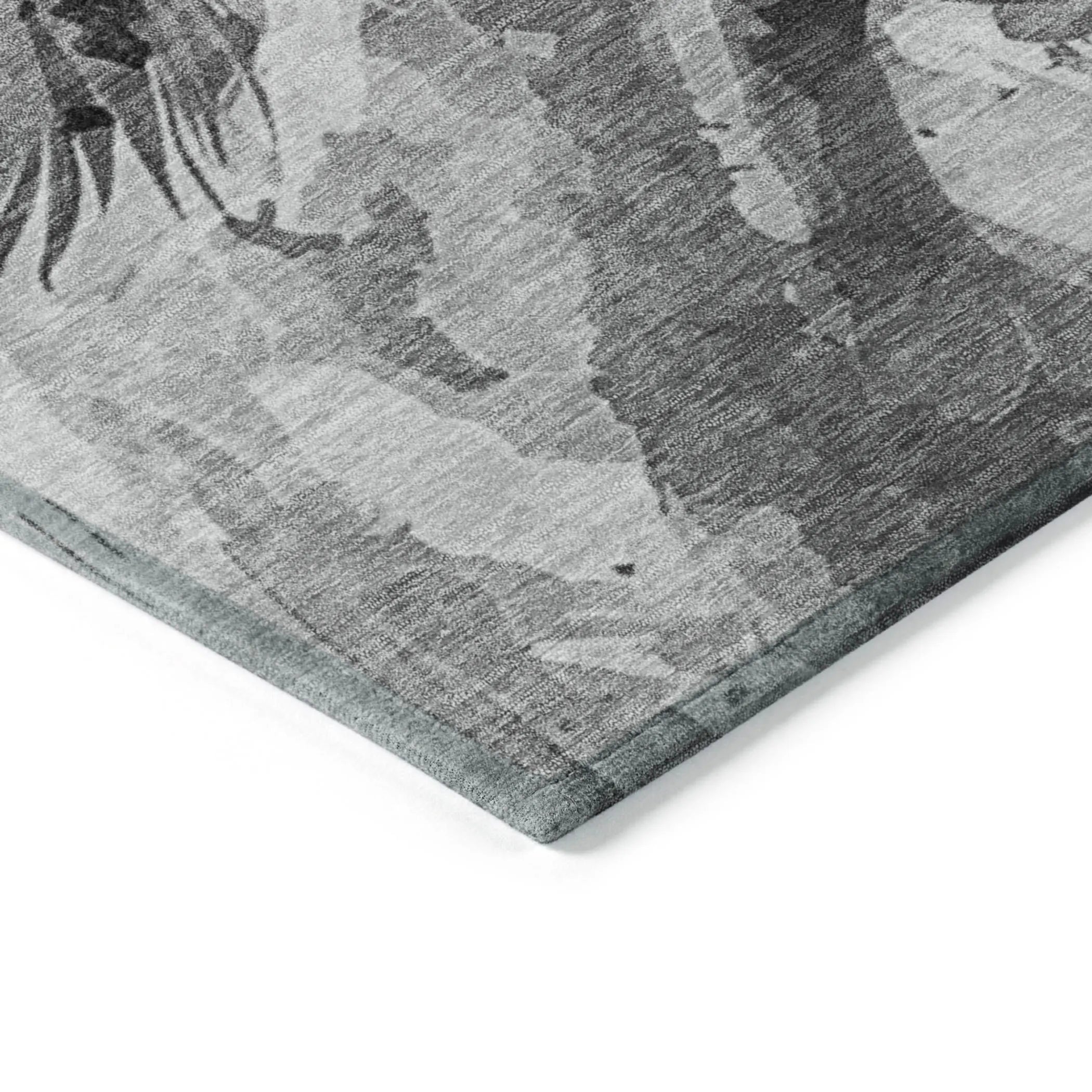 10' X 14' Gray And Silver Horse Washable Indoor Outdoor Area Rug