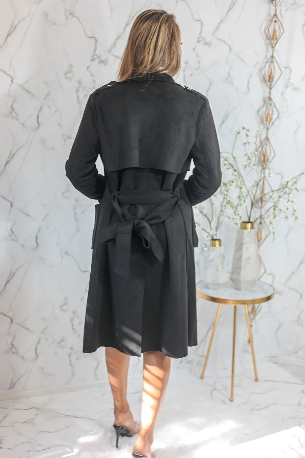 New York New York Trench Coat Black