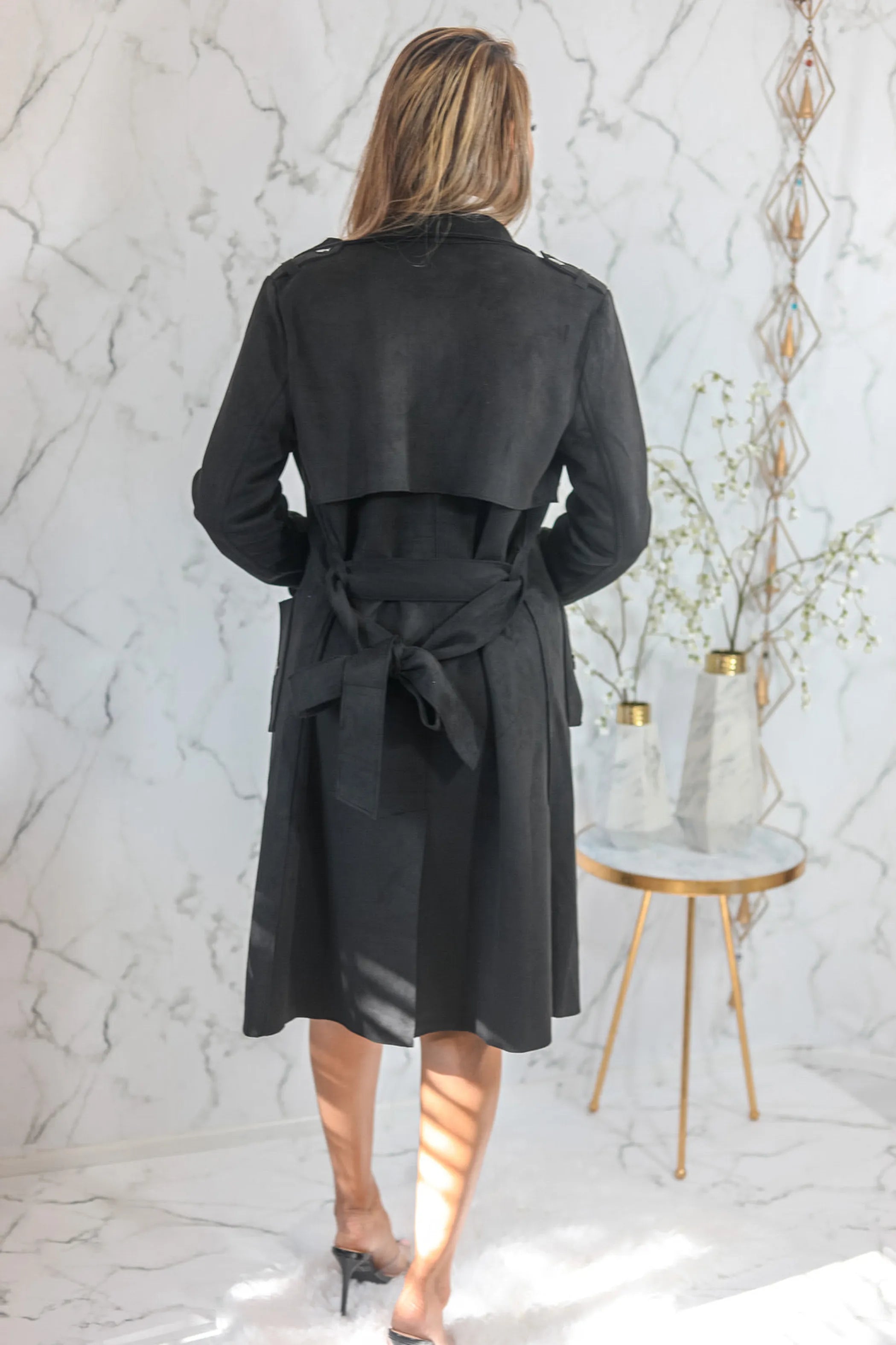 New York New York Trench Coat Black