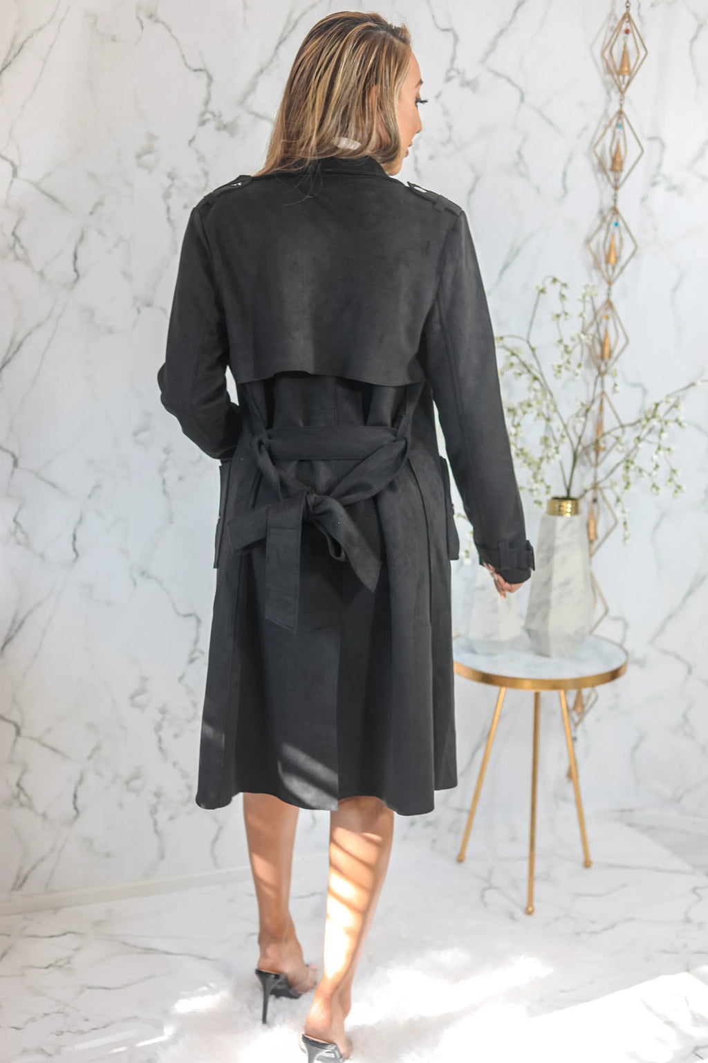 New York New York Trench Coat Black
