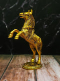 Metal Golden Oxidized Jumping Horse Statue