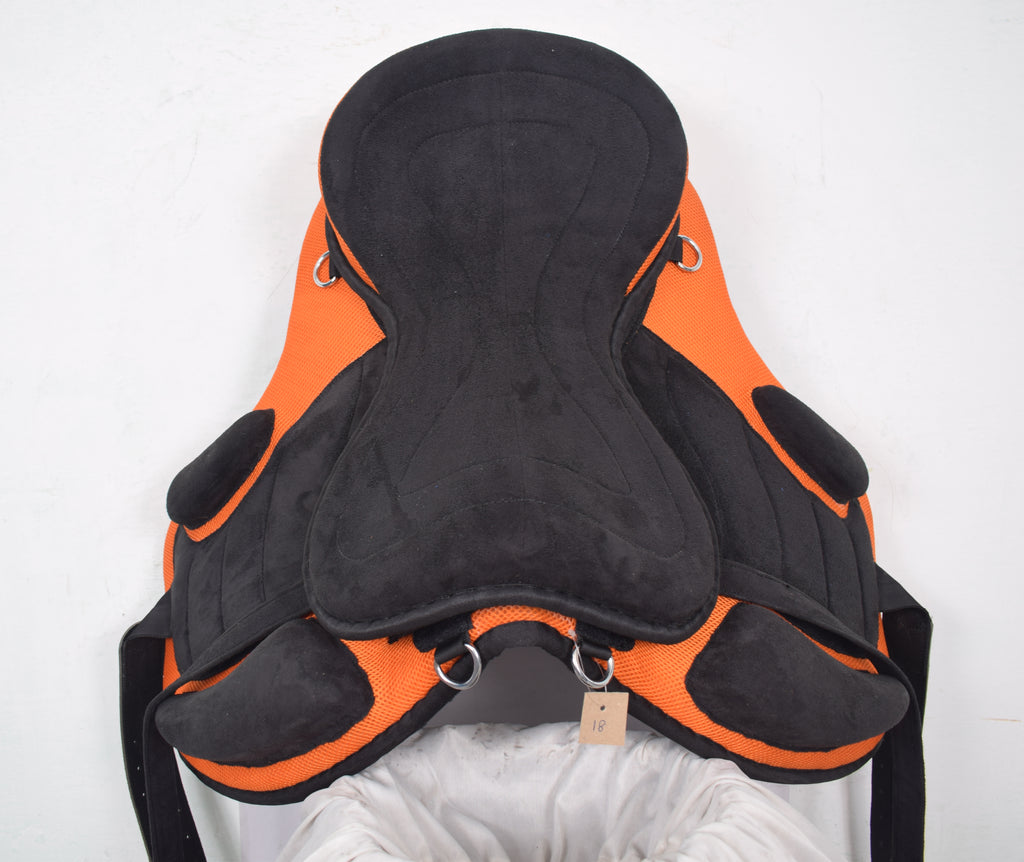 Treeless Synthetic Horse Saddle with Girth Orange Size 13" to 18"